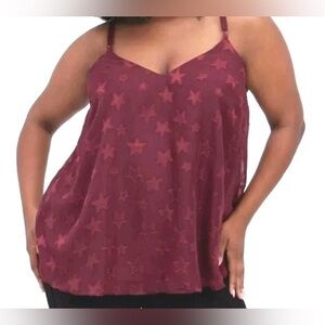 Women’s Plus Torrid Sophie Swing Tank Cami Sz 0 Burgundy Dark Red Stars